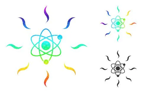 Vector Lowpoly Quantum Radiation Icon with Rainbow Gradient Stock Illustration