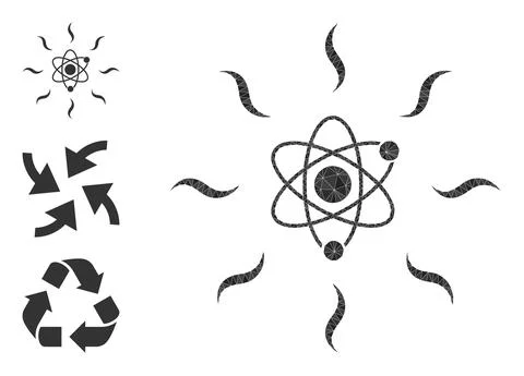 Vector Lowpoly Quantum Radiation Icon and Bonus Icons 스톡 일러스트