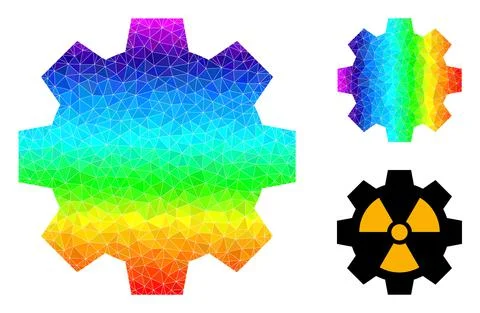 Vector Lowpoly Radioactive Industry Icon with Spectral Colored Gradient 库存插图