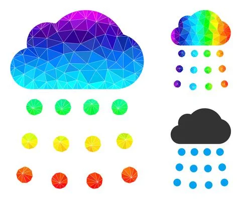Vector Lowpoly Rain Cloud Icon with Spectrum Gradient Illustrazione stock