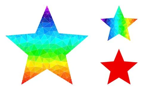 Vector Lowpoly Red Star Icon with Rainbow Gradient Illustrazione stock