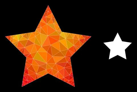 Vector Lowpoly Red Star Icon with Orange Colored Gradient Stock Illustration