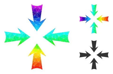 Vector Lowpoly Reduce Arrows Icon with Rainbow Gradient Stock Illustration