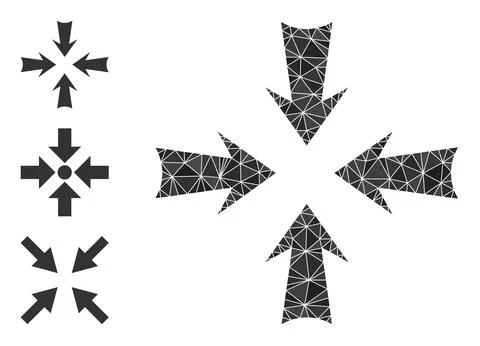 Vector Lowpoly Reduce Arrows Icon and Bonus Icons Stock Illustration