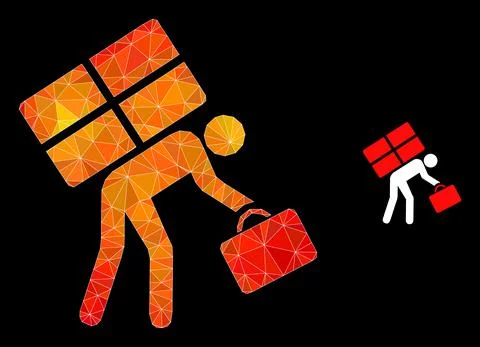 Vector Lowpoly Refugee Person Icon with Fire Gradient イラスト素材