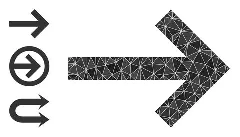 Vector Lowpoly Right Arrow Icon with Bonus Icons 스톡 일러스트