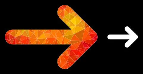 Vector Lowpoly Right Arrow Icon with Orange Colored Gradient 스톡 일러스트