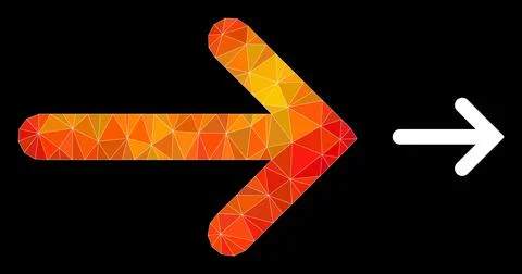 Vector Lowpoly Right Arrow Icon with Orange Colored Gradient Illustrazione stock