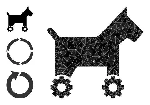 Vector Lowpoly Robotic Dog Icon with Similar Icons Illustrazione stock