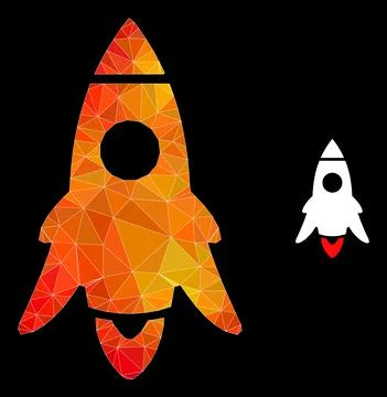 Vector Lowpoly Rocket Start Icon with Flame Gradient Stock Illustration