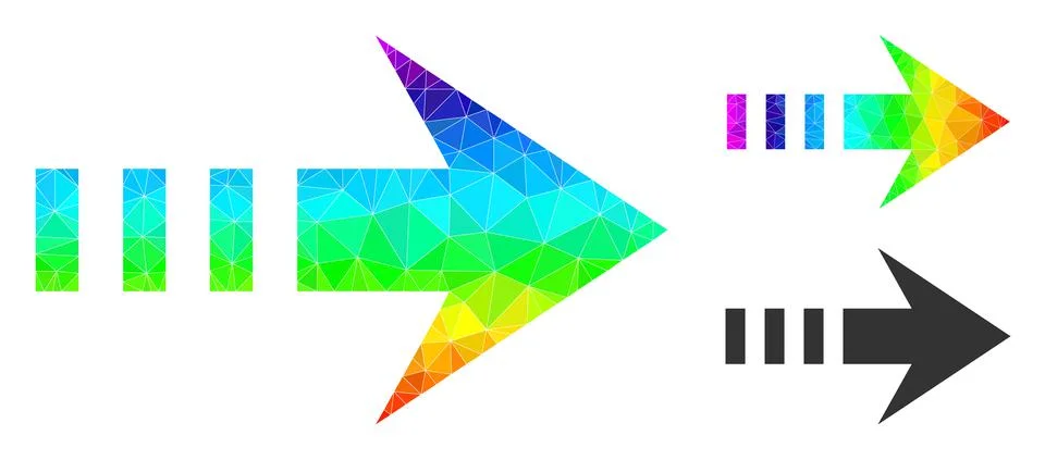 Vector Lowpoly Send Right Icon with Rainbow Gradient 스톡 일러스트