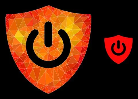 Vector Lowpoly Shield Turn Off Icon with Orange Colored Gradient Illustrazione stock