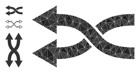 Vector Lowpoly Shuffle Arrows Left Icon and Other Icons 스톡 일러스트