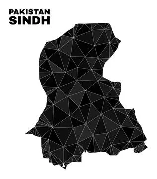 Vector Lowpoly Sindh Province Map 스톡 일러스트