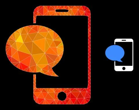 Vector Lowpoly Smartphone Message Icon with Flame Gradient Stockillustratie