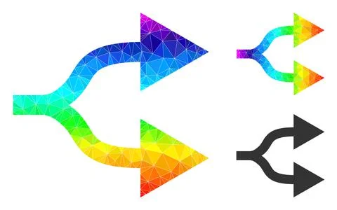 Vector Lowpoly Split Arrows Right Icon with Spectral Colored Gradient Illustrazione stock