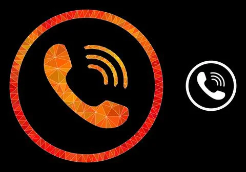 Vector Lowpoly Telephone Call Icon with Fire Gradient Stock Illustration
