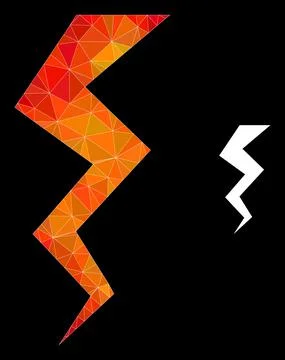 Vector Lowpoly Thunder Crack Icon with Flame Gradient Illustrazione stock