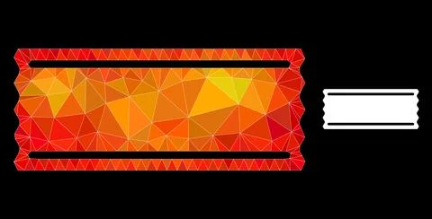 Vector Lowpoly Ticket Template Icon with Fire Gradient Stock Illustration