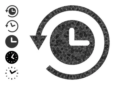 Vector Lowpoly Time Back Machine Icon and Bonus Icons Stock Illustration
