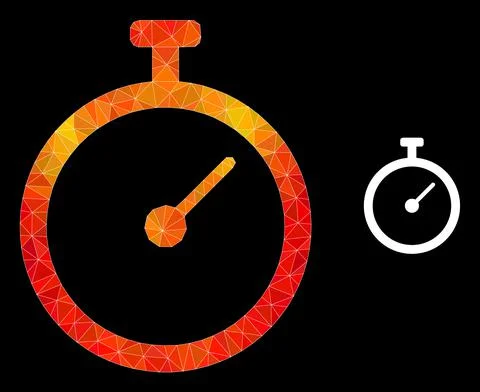 Vector Lowpoly Time Tracker Icon with Flame Gradient Stock Illustration