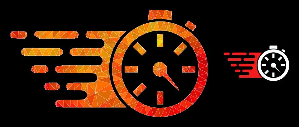 Vector Lowpoly Timer Icon with Flame Gradient Stock Illustration