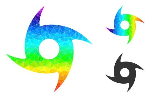 Vector Lowpoly Tornado Icon with Spectral Colored Gradient Stock Illustration