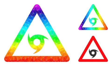 Vector Lowpoly Tornado Warning Icon with Spectrum Gradient Stock Illustration