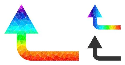 Vector Lowpoly Turn Forward Icon with Spectrum Gradient Stock Illustration