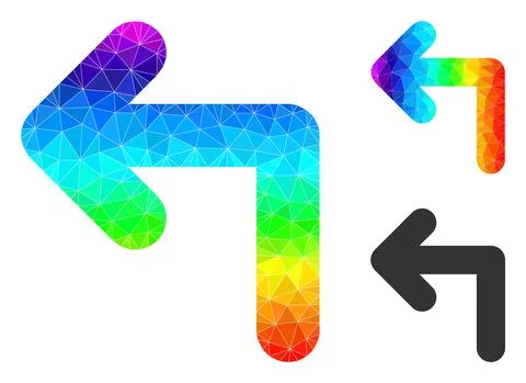 Vector Lowpoly Turn Left Icon with Rainbow Gradient Illustrazione stock