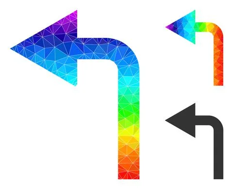 Vector Lowpoly Turn Left Icon with Rainbow Gradient Stock Illustration