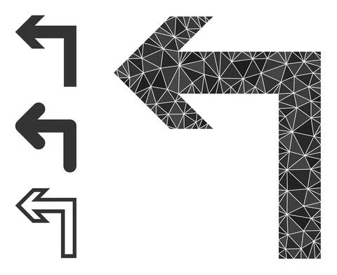 Vector Lowpoly Turn Left Icon with Bonus Icons 스톡 일러스트