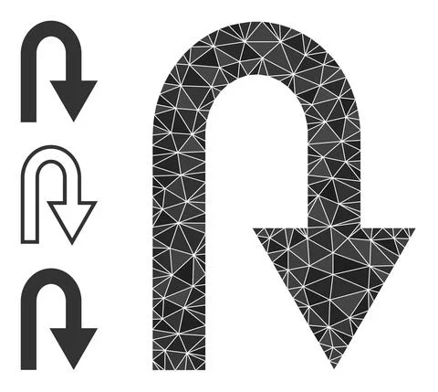 Vector Lowpoly U Turn Icon with Similar Icons Stock Illustration
