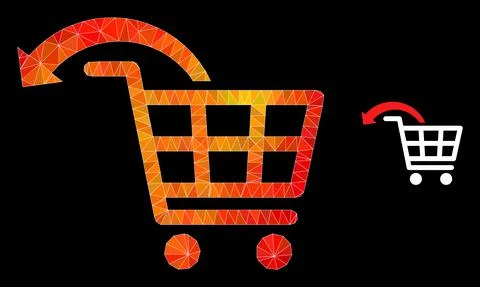 Vector Lowpoly Undo Shopping Order Icon with Flame Gradient Stock Illustration