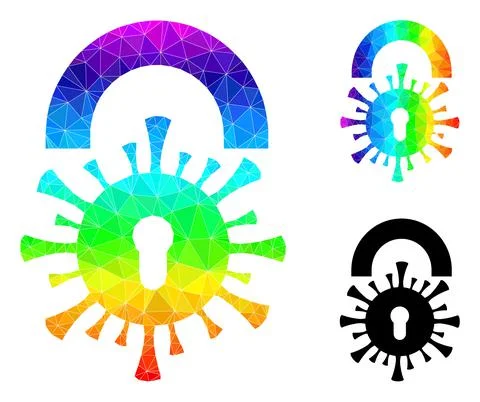 Vector Lowpoly Viral Lockdown Icon with Spectrum Gradient Illustrazione stock