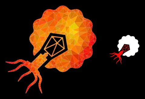 Vector Lowpoly Virus Infecting Cell Icon with Flame Gradient イラスト素材