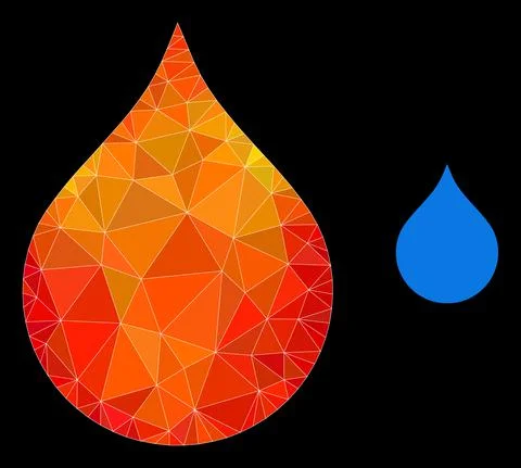 Vector Lowpoly Water Drop Icon with Fire Gradient Illustrazione stock