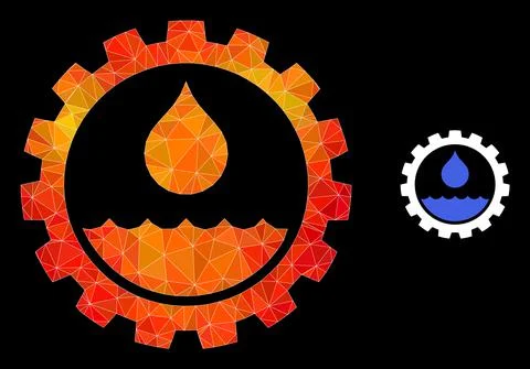 Vector Lowpoly Water Service Icon with Flame Gradient Stock Illustration