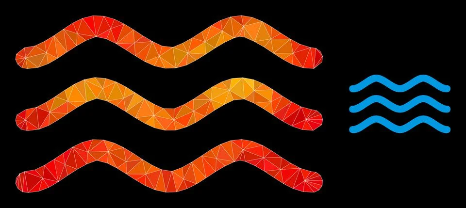 Vector Lowpoly Water Surface Icon with Flame Gradient Stock Illustration