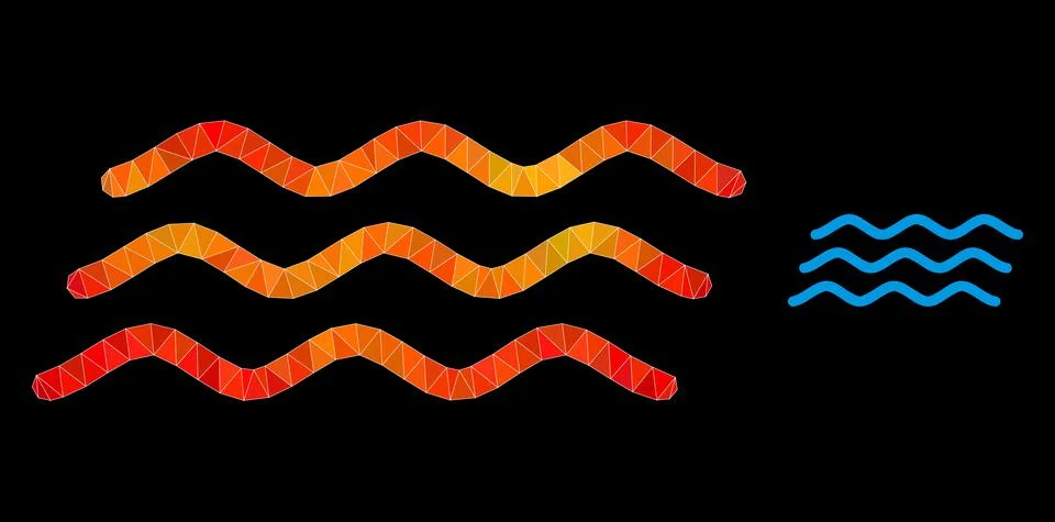 Vector Lowpoly Water Waves Icon with Orange Colored Gradient Illustrazione stock