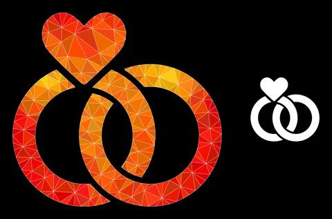 Vector Lowpoly Wedding Rings Icon with Flame Gradient イラスト素材