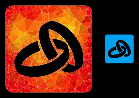 Vector Lowpoly Wedding Rings Icon with Fire Gradient Illustrazione stock
