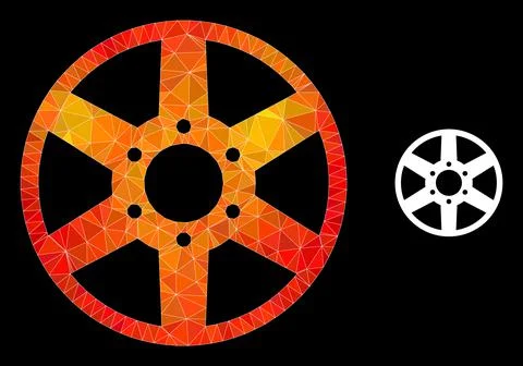 Vector Lowpoly Wheel Icon with Orange Colored Gradient Stock Illustration