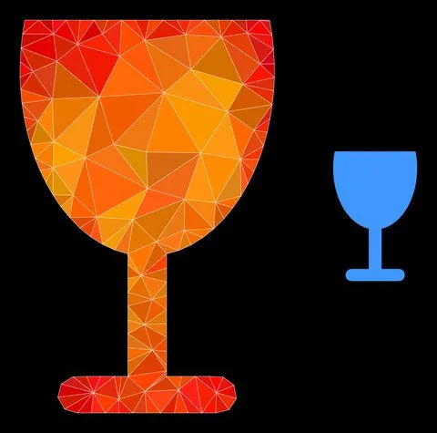 Vector Lowpoly Wine Cup Icon with Fire Gradient Stock Illustration