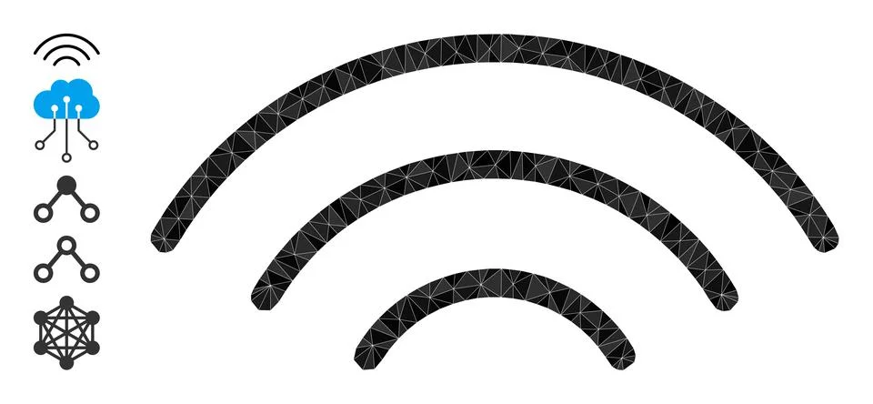Vector Lowpoly Wireless Waves Icon and Similar Icons 스톡 일러스트