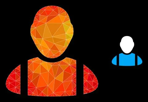 Vector Lowpoly Worker Icon with Fire Gradient Stock Illustration