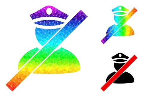 Vector Lowpoly Wrong Police Man Icon with Spectral Colored Gradient Stockillustratie
