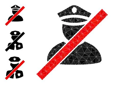 Vector Lowpoly Wrong Police Man Icon and Bonus Icons Stockillustratie