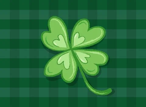 Vector lucky four leaf clover is on green plaid pattern for Patrick's day. .. Illustrazione stock