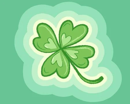 Vector lucky four leaf clover is on green pattern for Patrick's day. Four l.. Stock Illustration